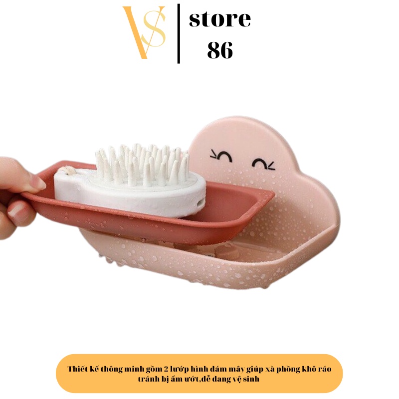 Khay Đựng Xà Phòng Hình Đám Mây ,Gía Đỡ Xà Bông Thiết Kế 2 Lớp Thông Minh Dễ Thương ,Tiện Lợi