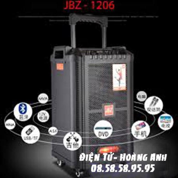 Loa kéo karaoke JBZ-NE-1206 / 1006 / 0806 (Loa 1206 Bass 30cm công suất 160w max 400w) tặng 2 Micro UHF- Kim loại