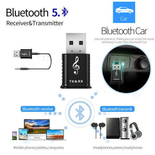 USB Bluetooth 5.0 Audio Transmitter Receiver Adapter for TV PC Car AUX Speaker