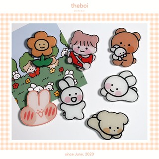 Huy Hiệu Cài Áo - Pin Cài Cặp Sách, Túi Tote Hoạt Hình Thỏ Cún(Đọc Kĩ Lưu Ý)