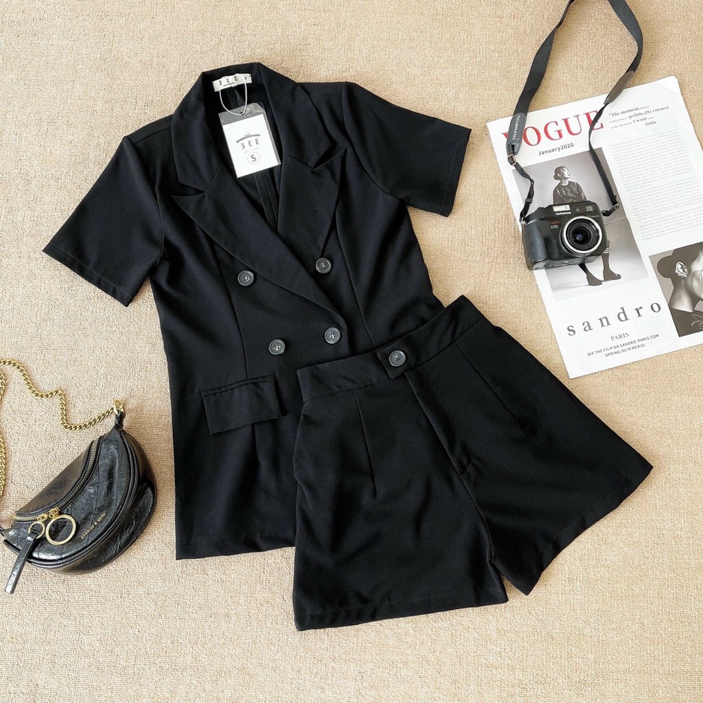 Set Áo vest blazer nữ ngắn tay Quần đùi quần short Phong cách Hàn Quốc