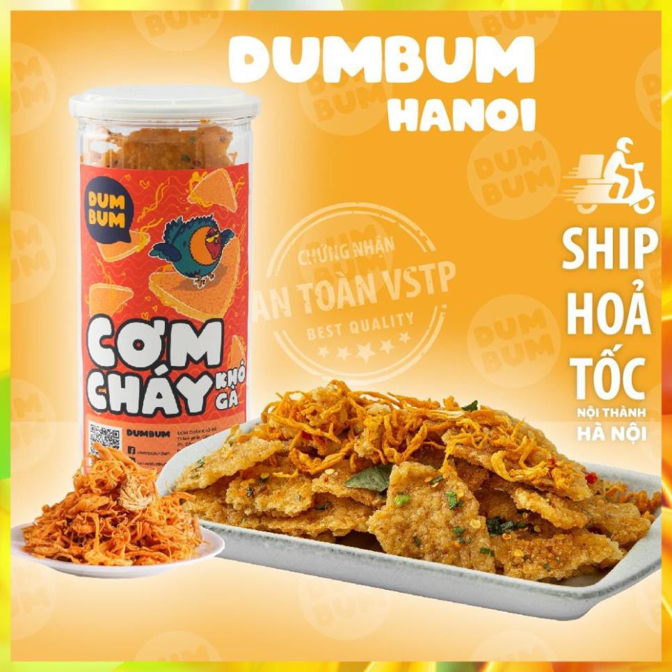 Free Ship  Cơm cháy lắc khô gà 300g Dumbum, đồ ăn vặt Hà Nội, vừa ngon vừa rẻ