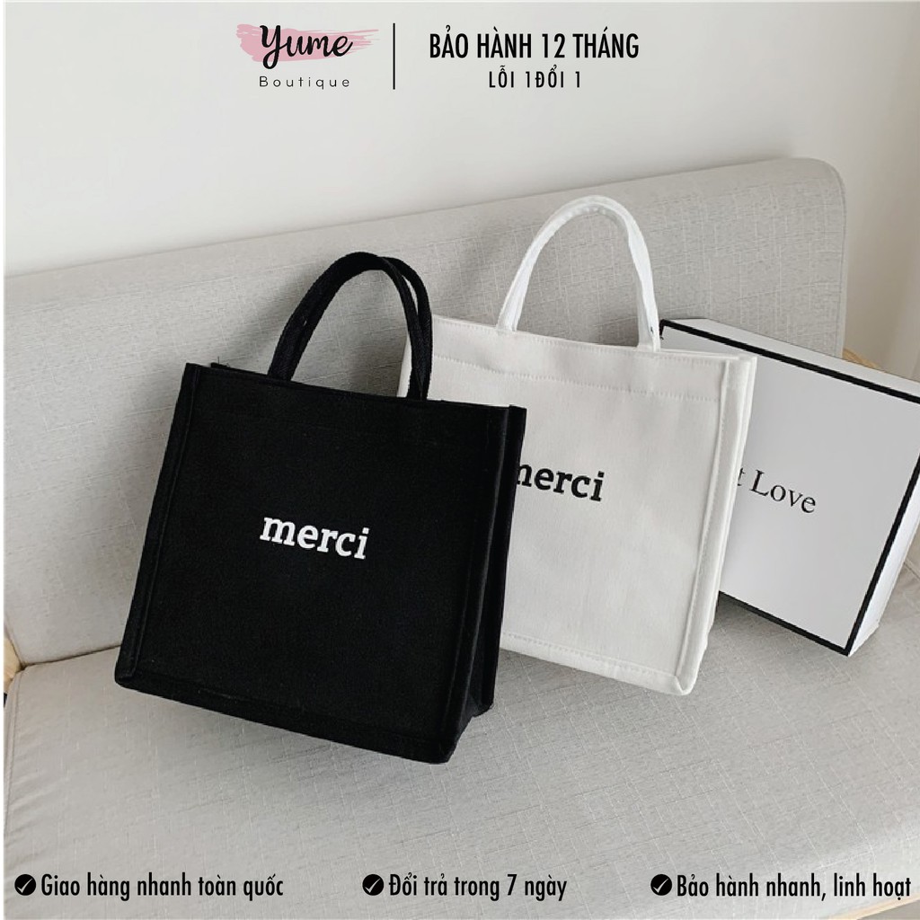 [FreeShip] Túi Vải Merci Loại 1, Túi Tote, Cỡ Lớn Thời Trang YUME Đựng Nhiều Đồ Cực Đẹp 2021 TMC