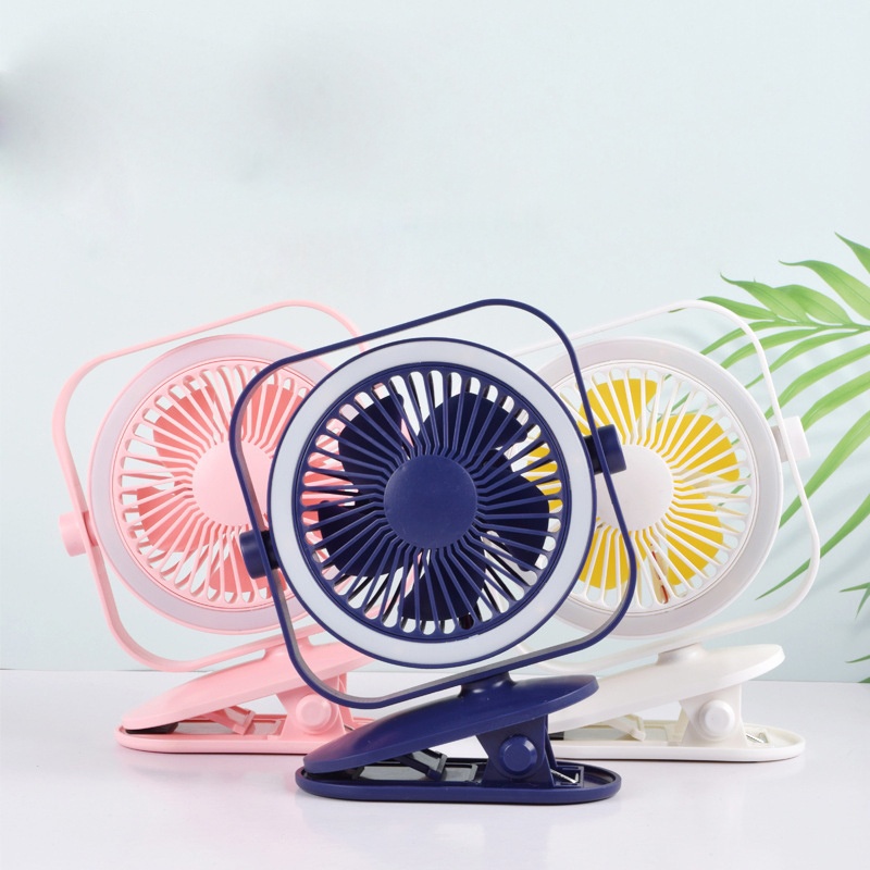 Quạt Mini - Quạt Kẹp Bàn Thích hợp cho dân Văn Phòng, Xoay 360 độ, Kẹp chắc chắn – Siêu Mát - có đèn ngủ thông minh