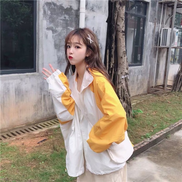⛄️Áo Khoác Gió Over size Chữ Lưng Pha Màu Ulzzang style ❄️Hàng Quảng Châu!!!