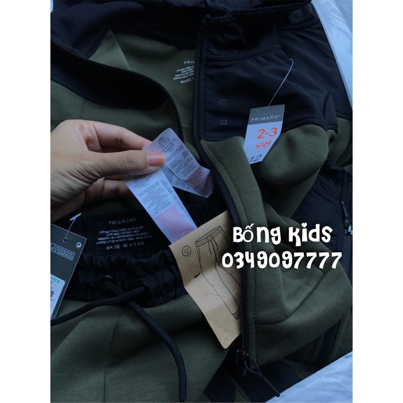 Bộ Nỉ Kéo Khoá Bé Trai Thể Thao Xanh Trời Xẫm PR