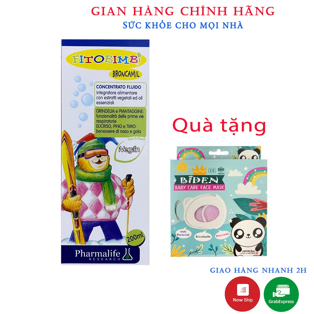 Fitobimbi Broncamil.Giảm Ho Đờm,Viêm Họng,Viêm Phế Quản.Làm Dịu Mát Đường Hô Hấp