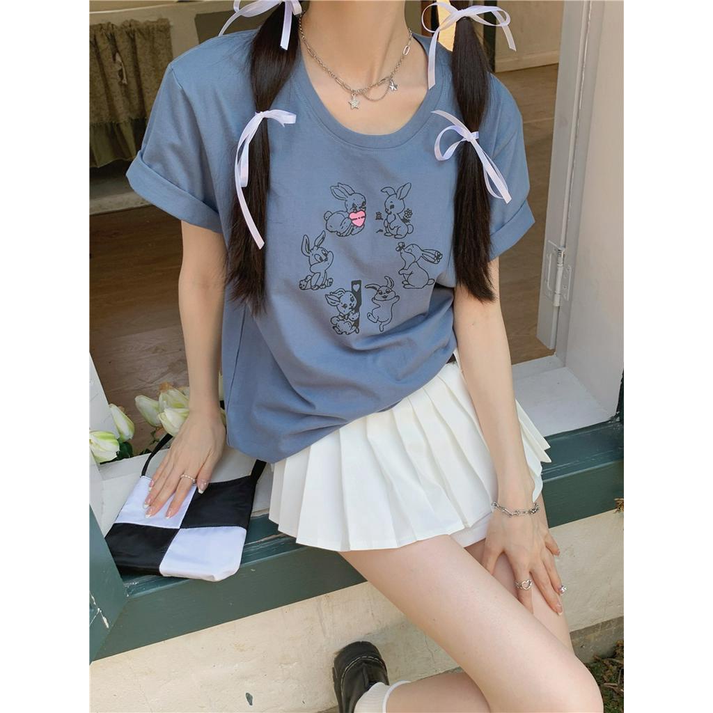 Áo Thun In Hình Thỏ Đơn Giản Thời Trang Mùa Hè Dành Cho Nữ 63259
