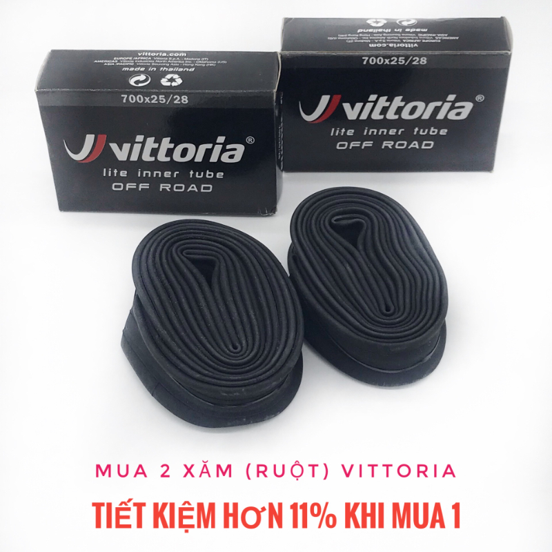 2 Săm ruột xe đạp thể thao Vittoria 700x25/28 đầu vòi 60mm, sản xuất tại Thái Lan
