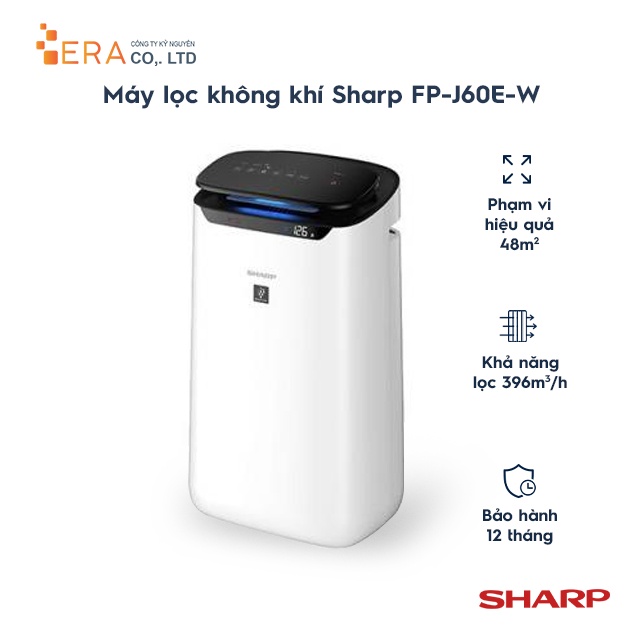 [Mã ELHA10 giảm 6% đơn 5TR] Máy lọc không khí Sharp FP-J60E-W - Hàng chính hãng