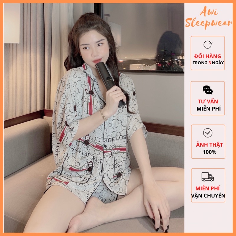 Bộ Pyjama Đùi Form Dơi Chất Lụa Mango Xinh Xắn VIC - Awi Sleepwear Pijama