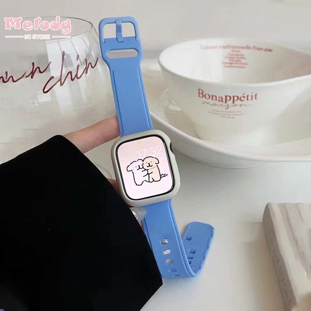 Bộ Dây Silicone + Vỏ Bảo Vệ Cho Đồng Hồ Thông Minh iwatch 7/6/5/4/SE Size 45/44/42/41/40/38mm