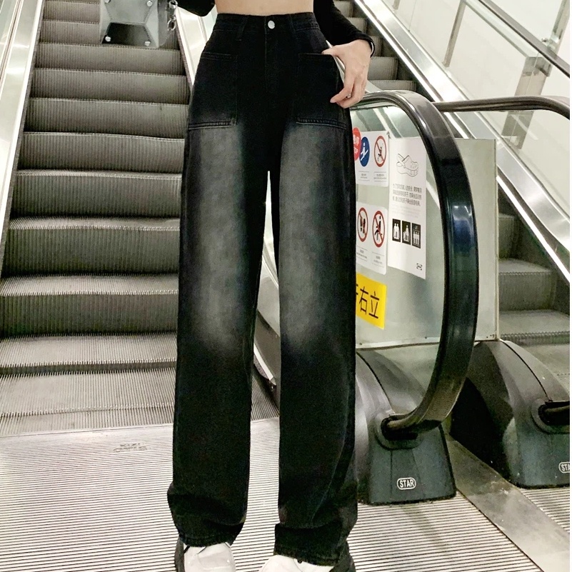 Quần Jeans Nữ Lưng Cao Ống Rộng Thời Trang Hàn Quốc Mới