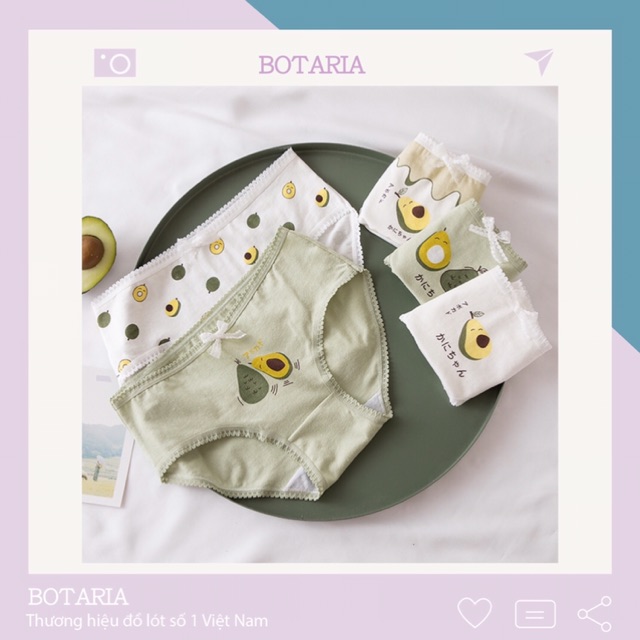 Quần Lót Nữ Cotton Cao Cấp Nâng Mông Thông Hơi Hoạ Tiết Dễ Thương Botaria