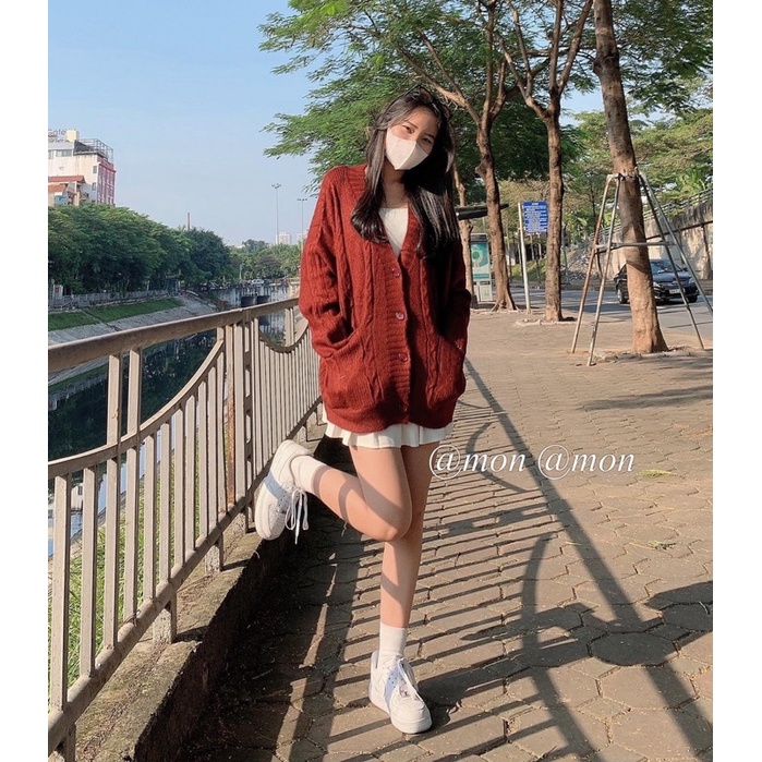 2012099 Áo cardigan len thừng - áo len thừng - cardigan len thời trang ulzzang freesize nhiều màu