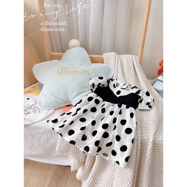 Váy chấm bi đũi lụa cho bé gái