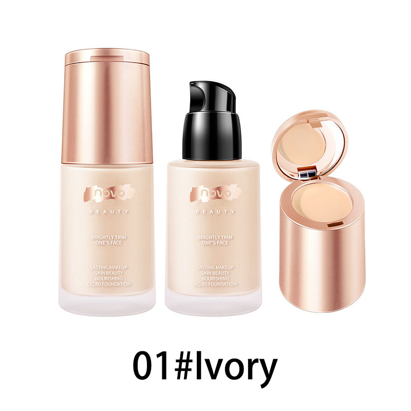 Bộ sản phẩm Novo 2 Trong 1 gồm kem nền dạng lỏng và kem che khuyết điểm lâu trôi