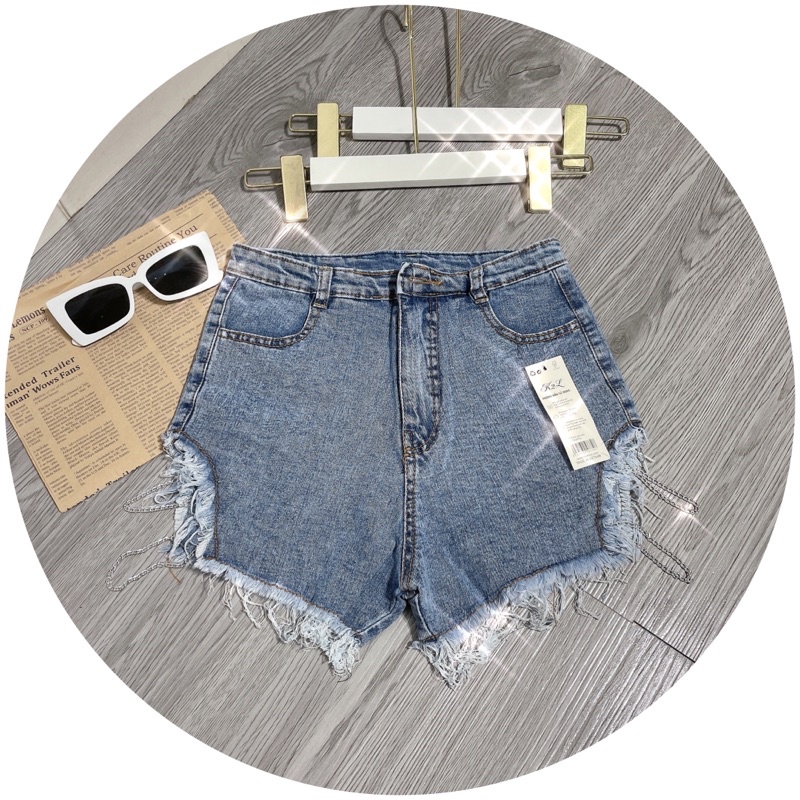 quần short jean rách xích hình thật - carotshop