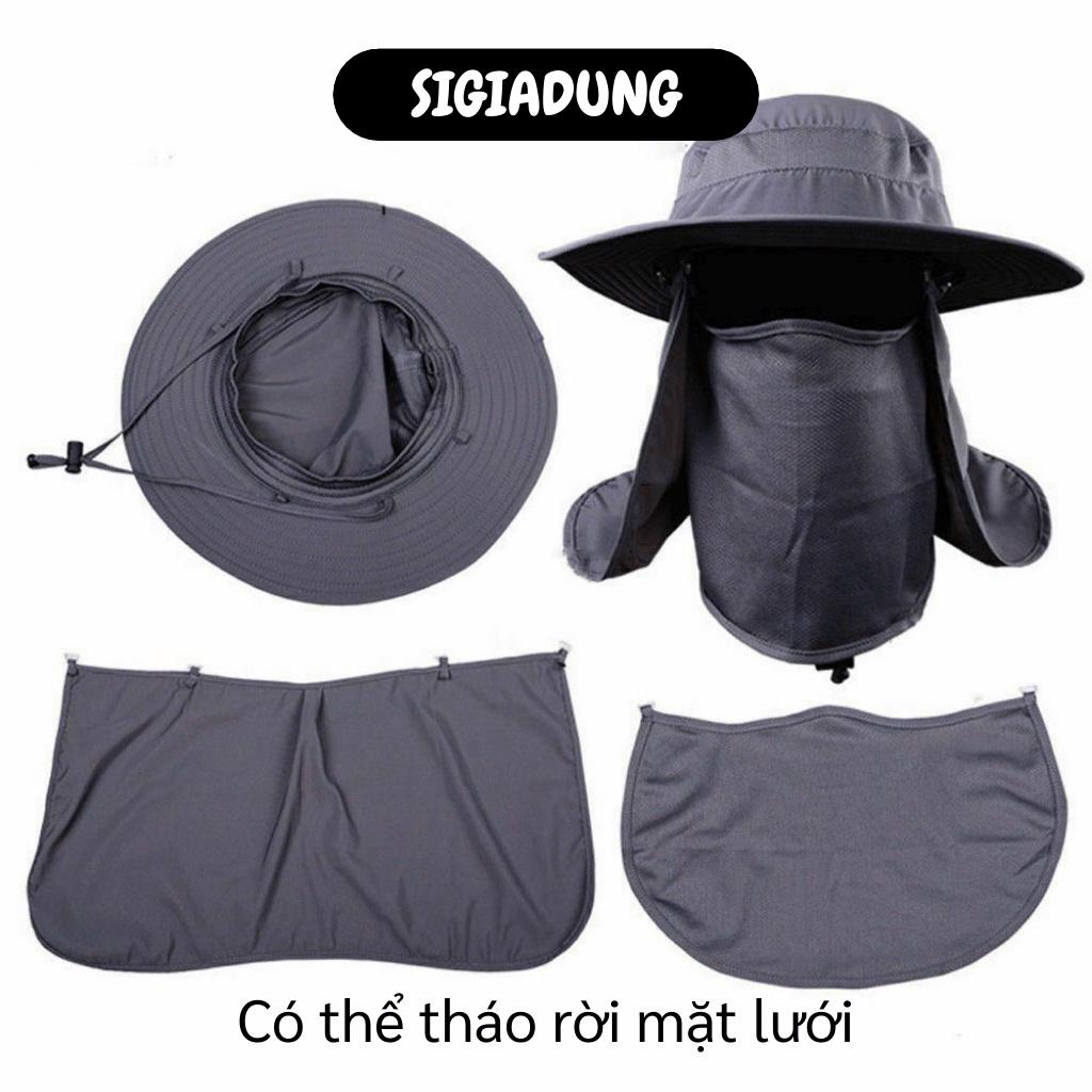 [SGD] Nón Chống Nắng Nam Giới - Mũ Tai Bèo Rộng Vành Kèm Khẩu Trang Đi Câu Cá, Phượt 7841