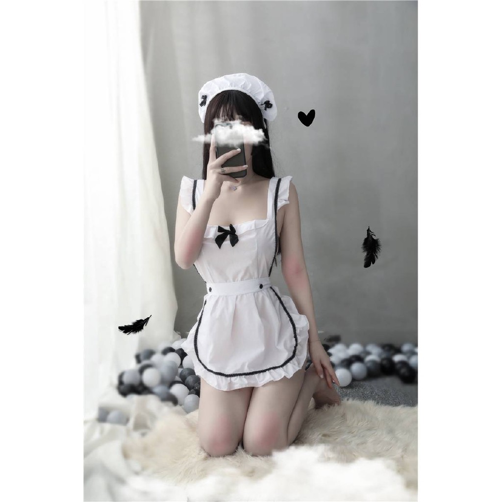 Đồ ngủ sexy váy ngủ gợi cảm nàng hầu gái tạp dề hở lưng quyến rũ 006