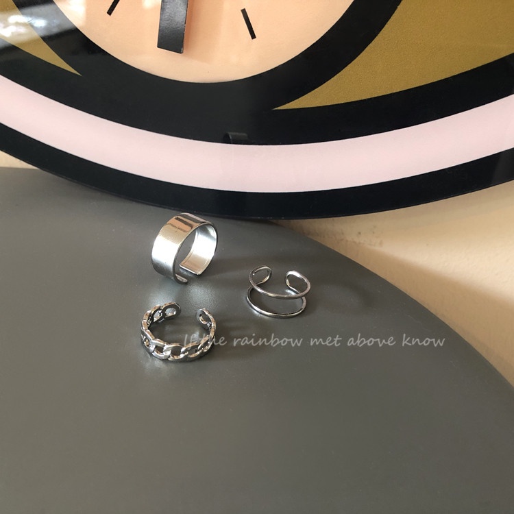 Bộ nhẫn thiết kế đơn giản phong cách hip hop thời trang cá tính cho nam và nữ