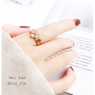 Nhẫn titan cỏ 4 lá