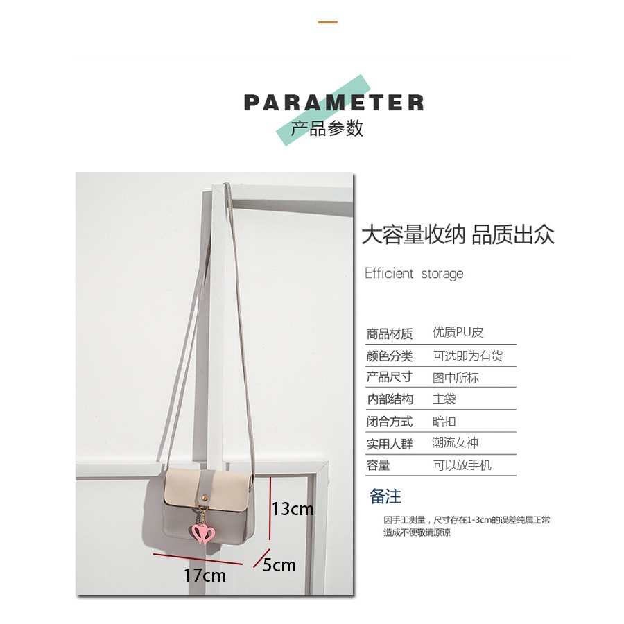 Túi đeo chéo da mềm đính núm tua nữ tính