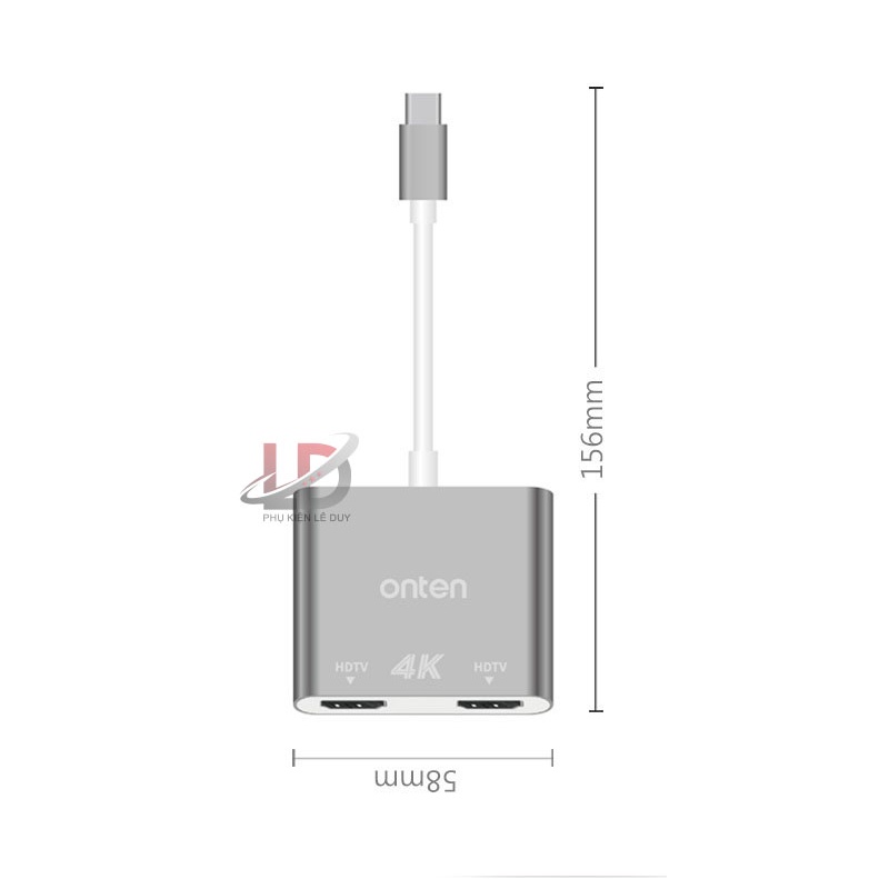 [Mã ELHACE giảm 4% đơn 300K] ONTEN OTN-9175B - Cáp USB Type C ra 2 cổng HDMI - Phukienleduy