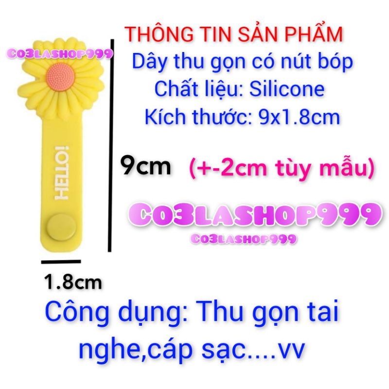 Dây thu gọn tai nghe,cáp sạc, Silicone nút bóp chống rối dây (1 CÁI)