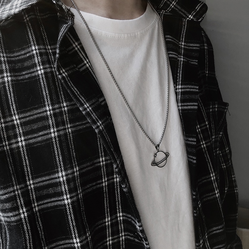 Vòng cổ mặt hình hành tinh phong cách hip hop đơn giản thời trang cho nam và nữ