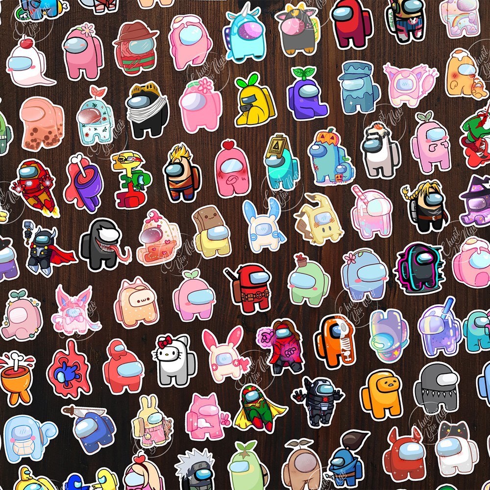 Combo 30/60/120 sticker decal chống nước AmongUs ma sói không gian dán trang trí laptop,điện thoại, nón bảo hiểm NT 67