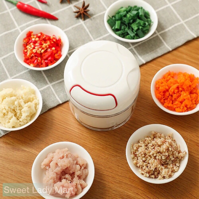 Xay Tỏi Ớt Gừng Hành Khô FOOD CHOPPER Chính Hãng - Dụng Cụ Nghiền Thực Phẩm Dây Rút Mini