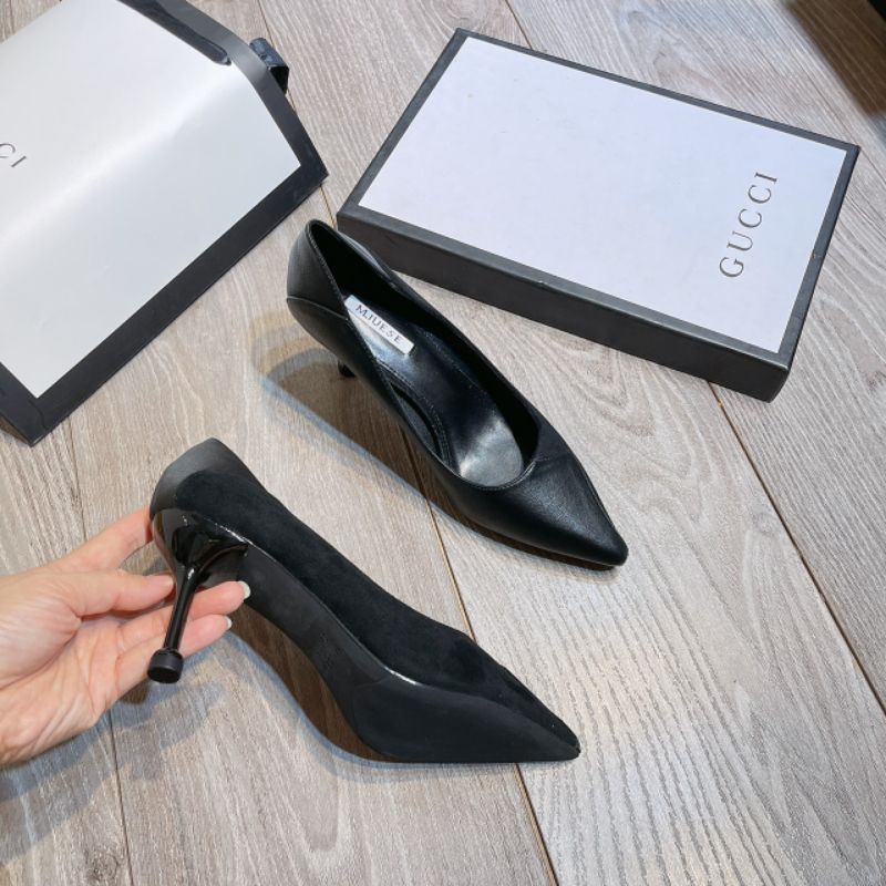 X(ẢNH THẬT) Giày Cao Gót 7p Da Lộn Pha Da Mềm Êm Fullbox Cao Cấp