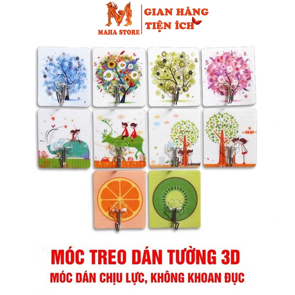 Móc dán tường 3D - siêu dính nhựa chịu lực cao cấp in hình 3D chống nước treo quần áo