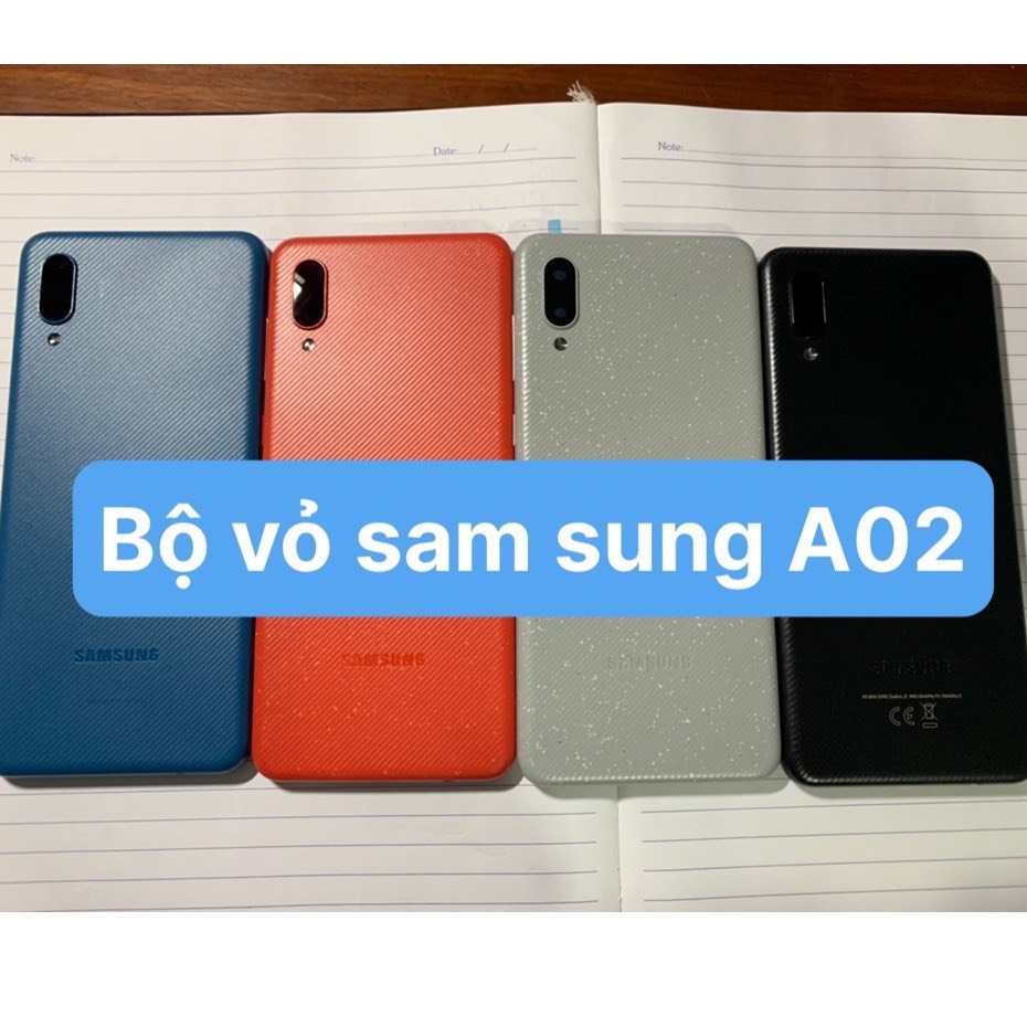 BỘ VỎ SAM SUNG ZIN HÃNG A02 (GỒM:KÍNH CAMERA,PHÍM BẤM,LƯNG,sườn)