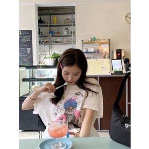 Áo Thun In Họa Tiết Hoạt Hình Phong Cách Hàn Quốc Cho Nữ
