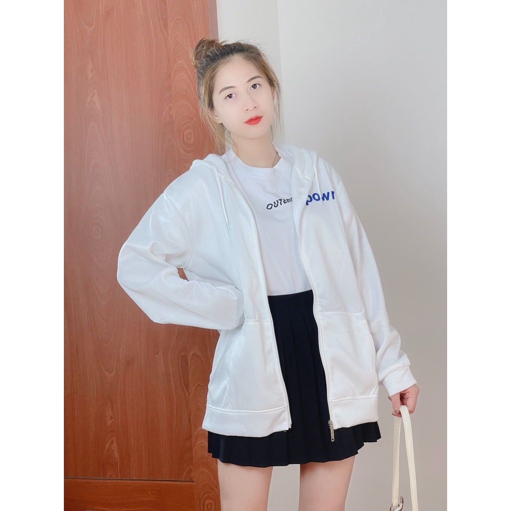 Áo khoác nữ hoodie form rộng có dây kéo chống nắng giữ ấm thời trang 4YOUNG FASHION