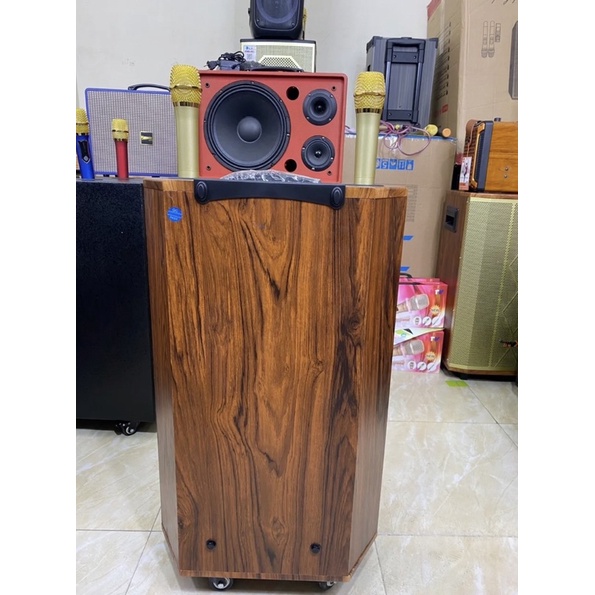 Loa kéo AZPro 2506A - Bản cải tiến có reverb - Loa kéo di động 3 đường tiếng bass 4 tấc - Tặng kèm 2 micro không dây