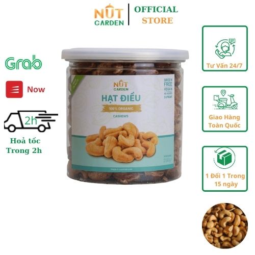 Hạt Điều Rang Củi Nut Garden - Loại Ngon Xuất Khẩu, tỉnh Bình Phước, Thơm Giòn, Ngon - 200gr, 500gr