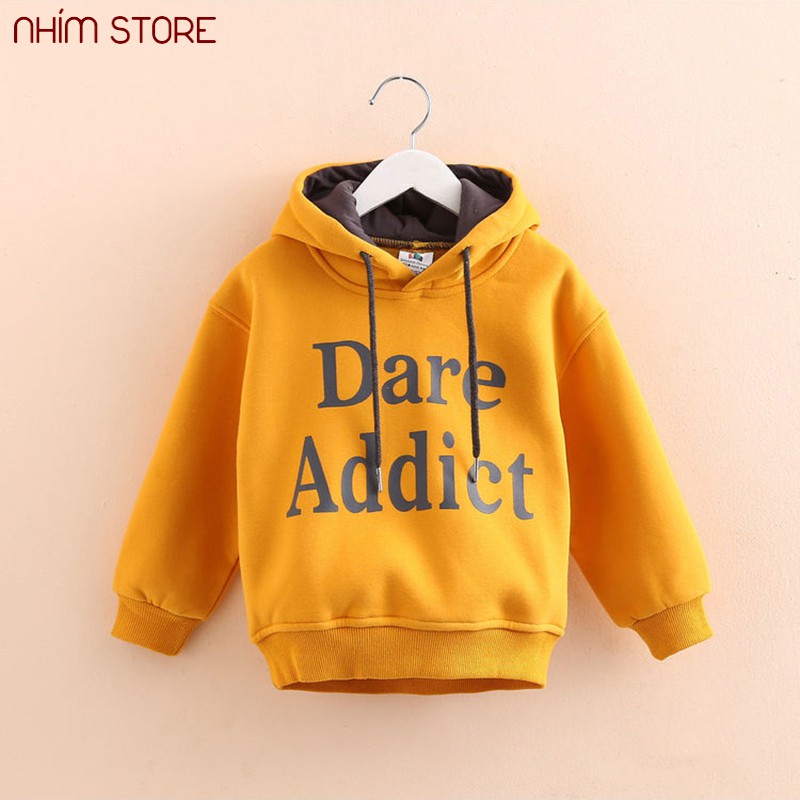 Áo hoodie dare mũ 2 lớp thời trang cho mẹ &amp; bé từ 15-55kg áo khoác trẻ em DARE