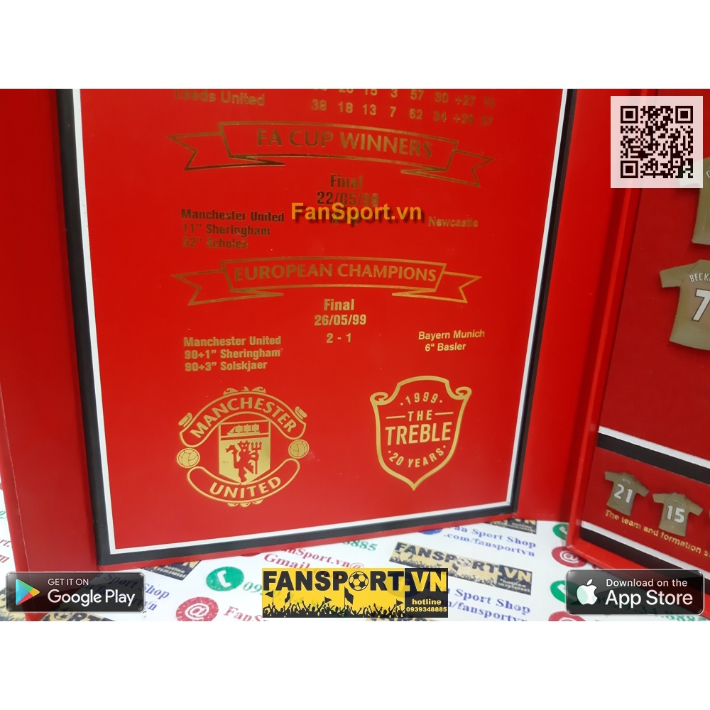 Bộ huy hiệu áo đấu Badge Manchester United 20 Anniversary 1999 Treble Winners box set red
