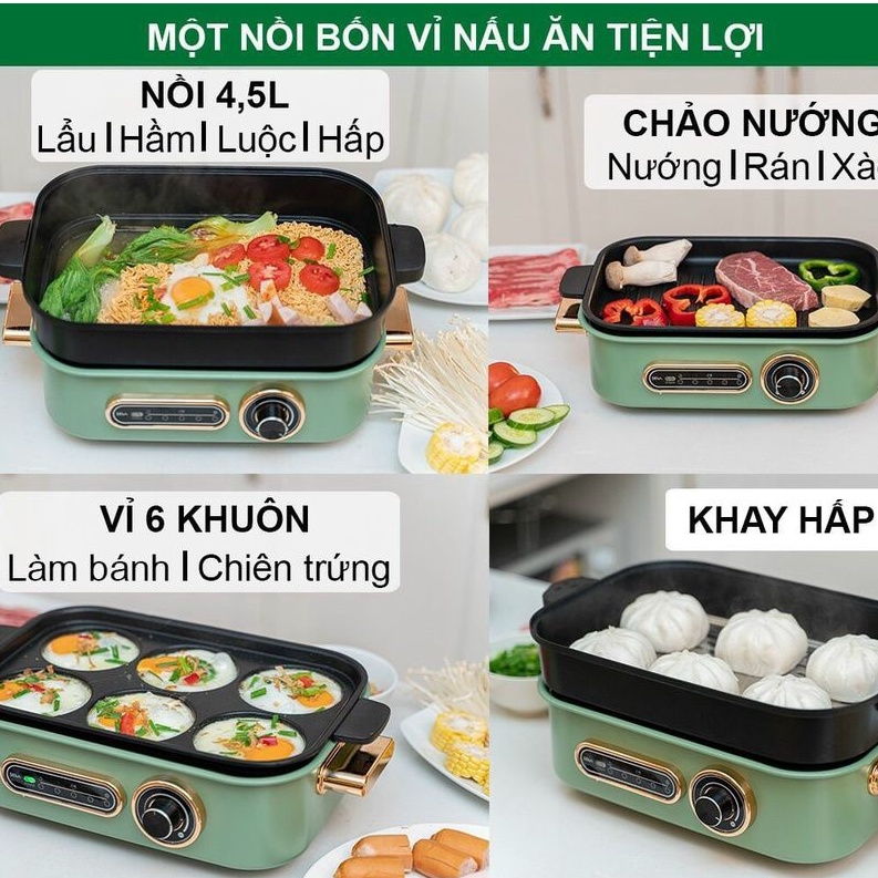 NỐI LẨU NƯỚNG ĐA NĂNG 4 IN 1 SEKA SK86 CHẤT LIỆU CAO CẤP CHỐNG DÍNH CAO