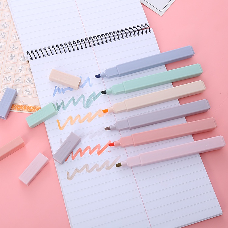 Bộ bút lông 6 màu sáng tạo cho học sinh bút đánh dấu bút highlight