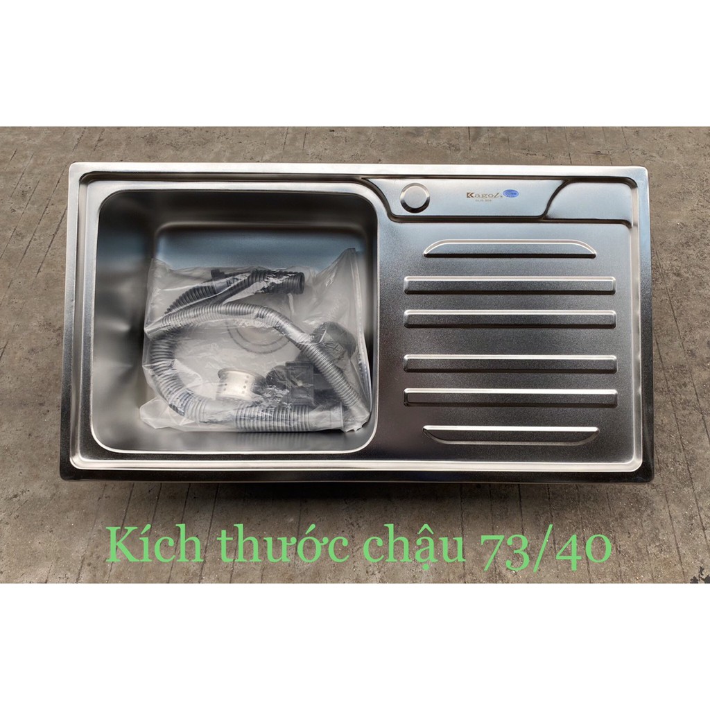 CHẬU RỬA BÁT ( CHẬU DẬP)  1 HỐ CÓ BÀN 7340 KAGO HÀNG CHÍNH HÃNG