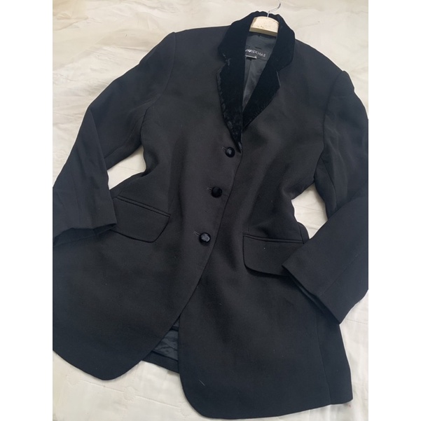 Áo khoác blazer nữ B422 form suông rộng cổ phối nhung 2hand Hàn si tuyển ảnh thật