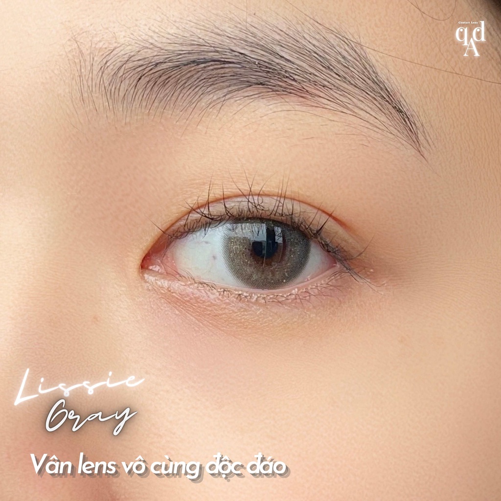 Lens xám tây douyin không giãn tròng kèm khay dụng cụ đeo Lissie Gray - Kính áp tròng dành cho mắt - Qadlenses