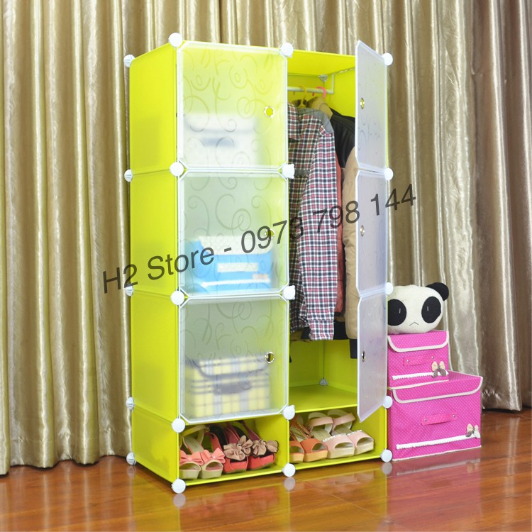 [RẺ NHẤT SHOPEE]  TỦ NHỰA LẮP GHÉP 6 Ô + 2 GIÀY VÁCH VÀNG CHANH ĐỂ ĐỒ ĐA NĂNG THÔNG MINH sâu 47cm