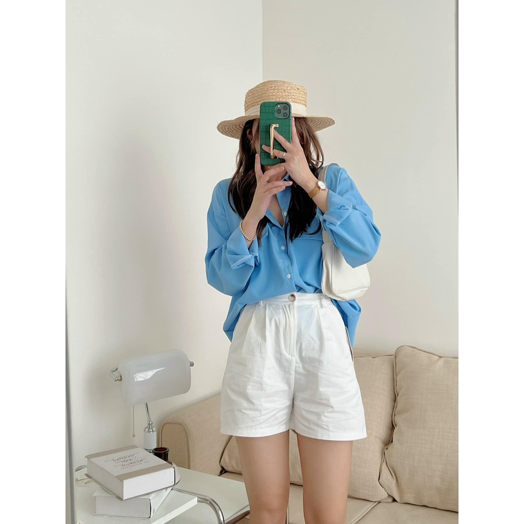 Áo sơ mi nữ lụa trượt không nhăn Junnie Closet