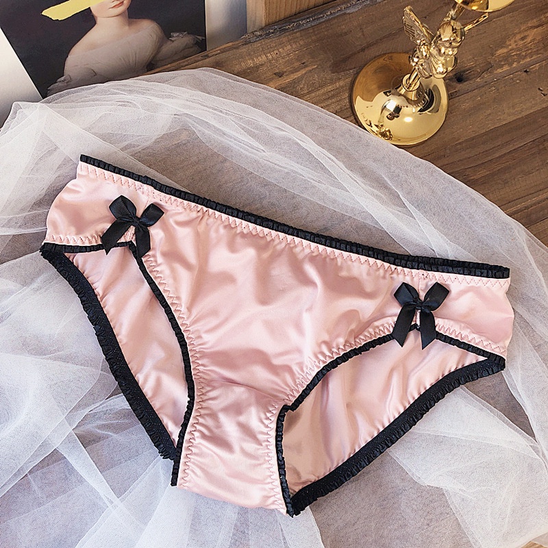 ĐỦ MÀU_QUẦN LÓT NỮ SEXY LỤA SATIN CAO CẤP ĐÍNH NƠ DỄ THƯƠNG