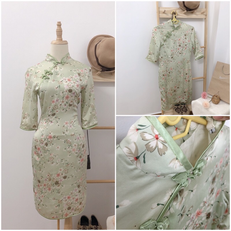 Sườn xám đầm hoa voan cách tân